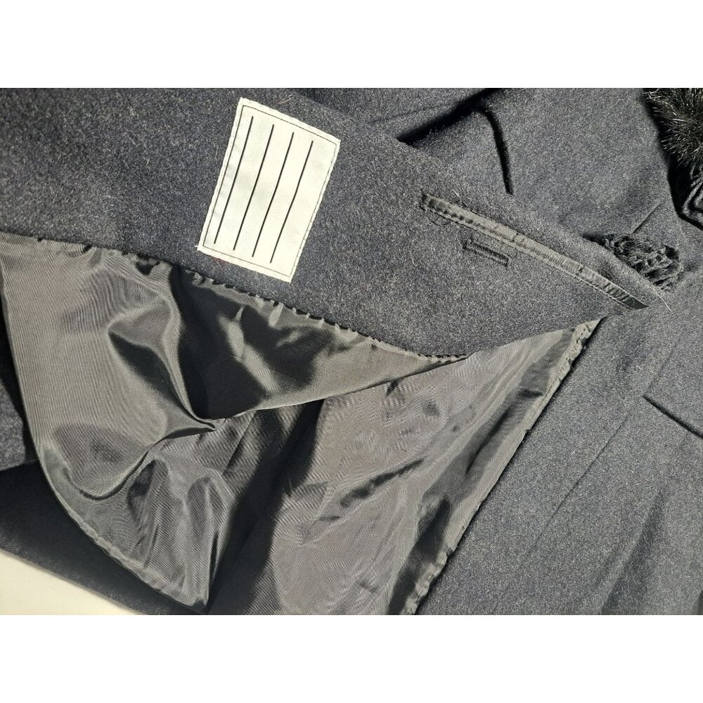 Rothschild Girls 2T Gray Wool Coat Faux Fur Collar & Rosette Buttons Vintage - Picture 5 of 10